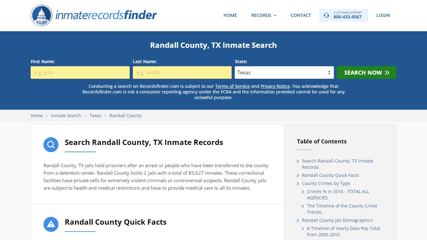 Randall County, TX Inmate Lookup & Jail Records Online