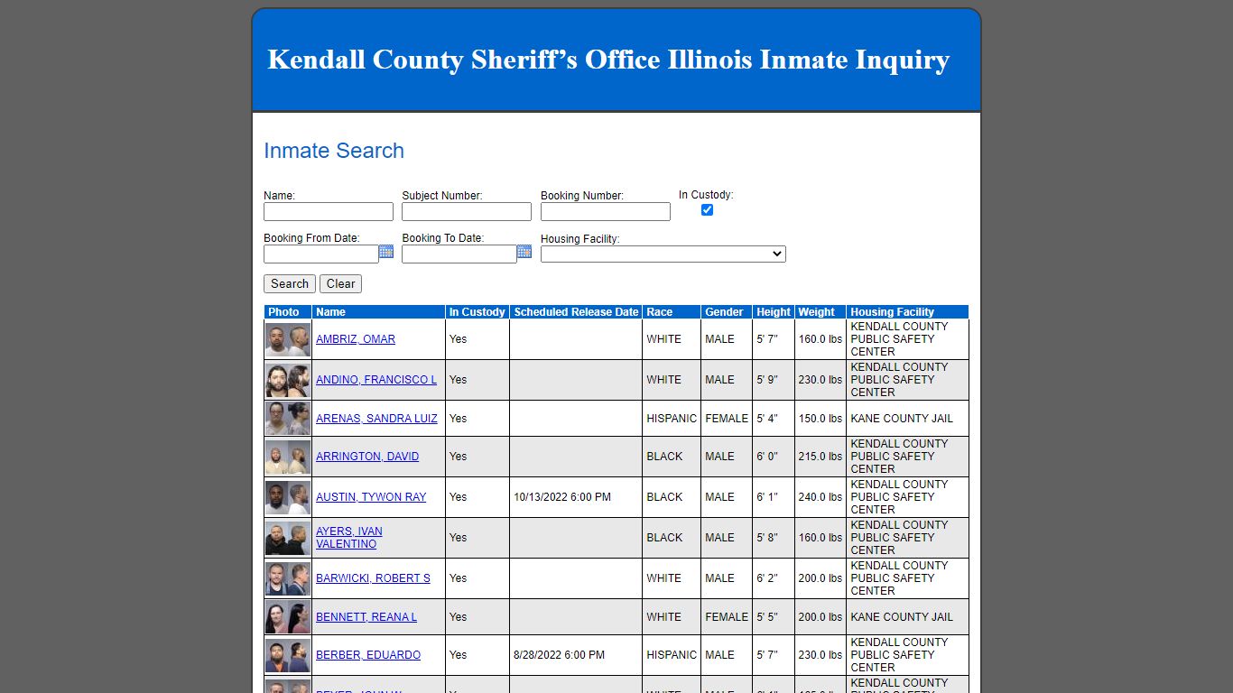 Inmate Search